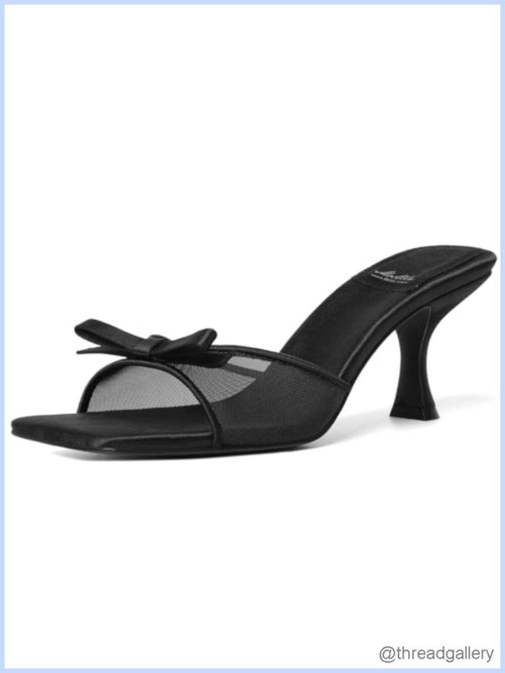 Kitten Heel Mules with Bow Square Toe Slip On Heels for Party
